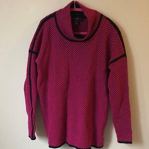 Elegant Pink and Black Turtleneck Sweater